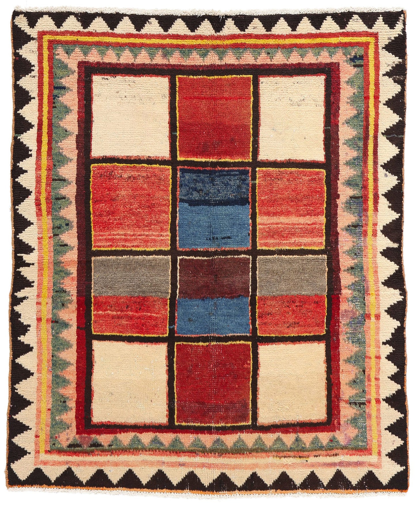 4 x 5 Vintage Persian Lori Checkerboard Rug 78863