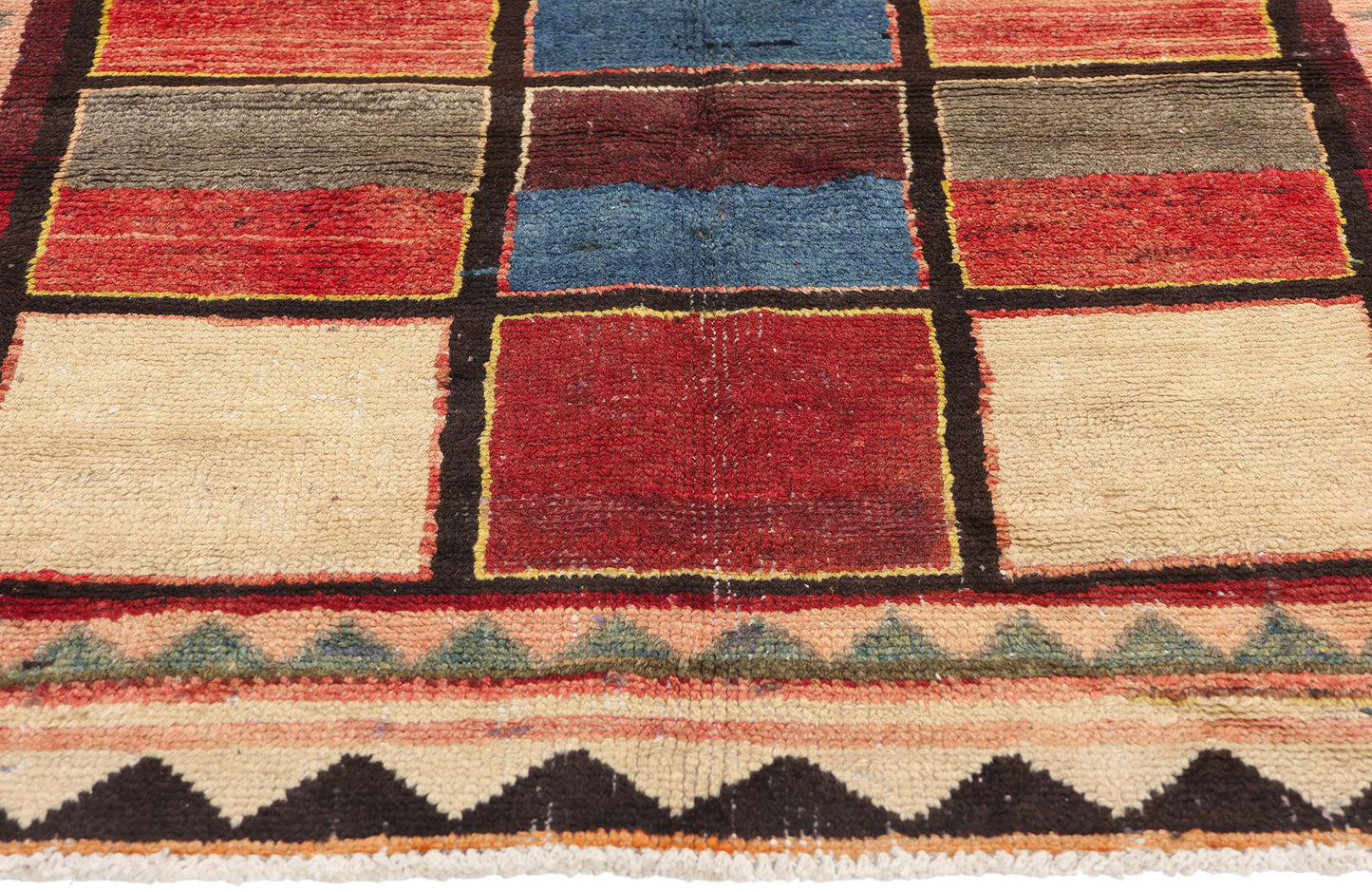 4 x 5 Vintage Persian Lori Checkerboard Rug 78863