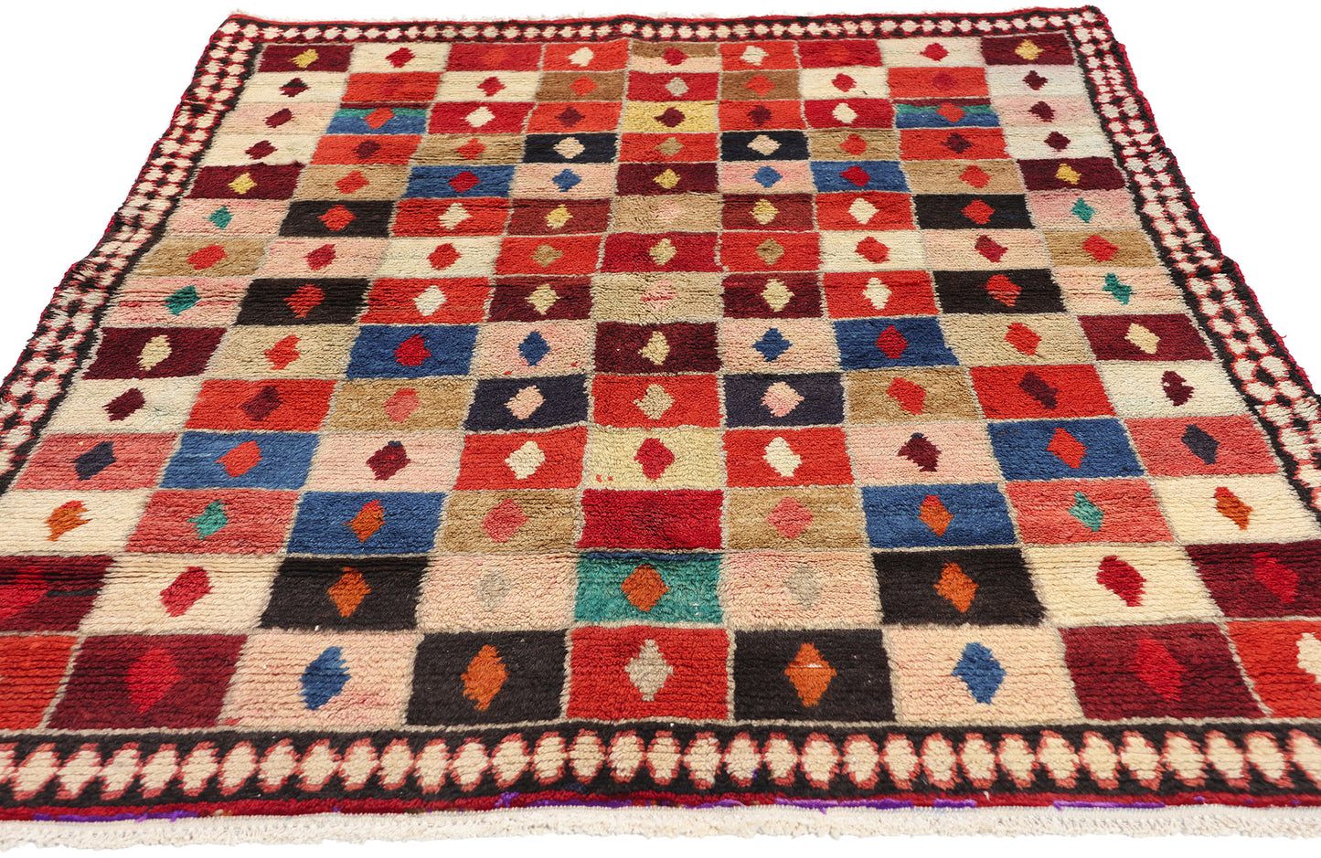 4 x 6 Vintage Persian Lori Checkerboard Rug 78858