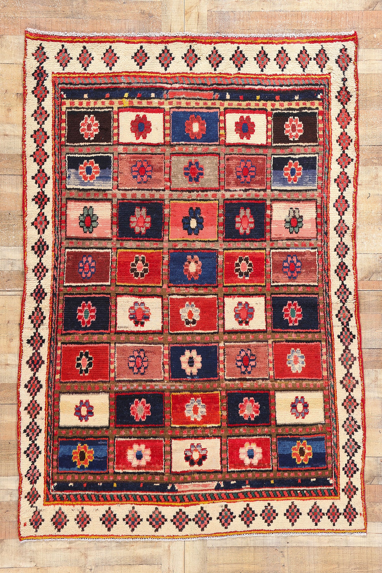 5 x 7 Vintage Persian Lori Checkerboard Rug 78860