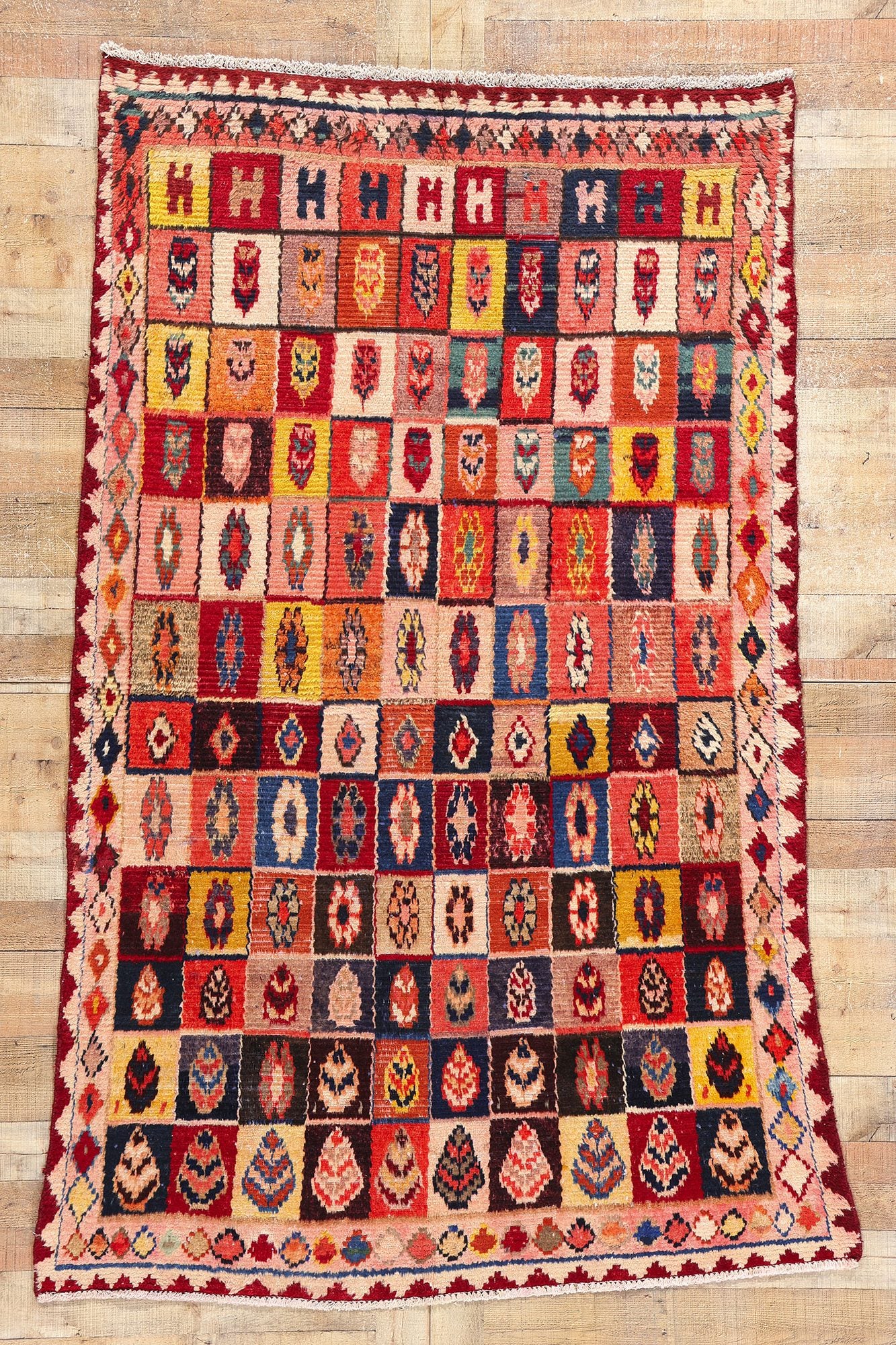 5 x 8 Vintage Persian Lori Checkerboard Rug 78877
