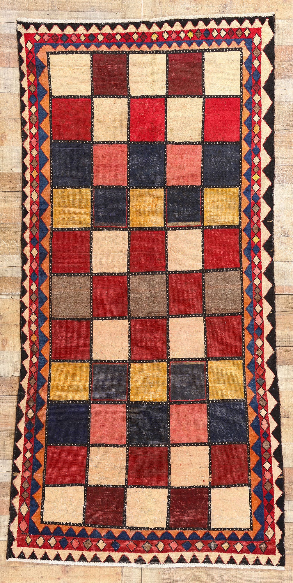 5 x 9 Vintage Persian Lori Checkerboard Rug 78891