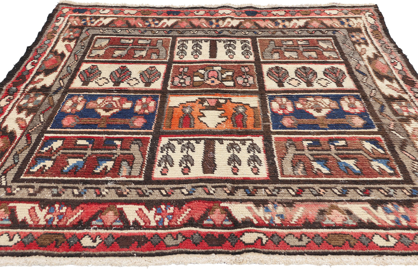 5 x 6 Vintage Persian Lori Checkerboard Rug 78890