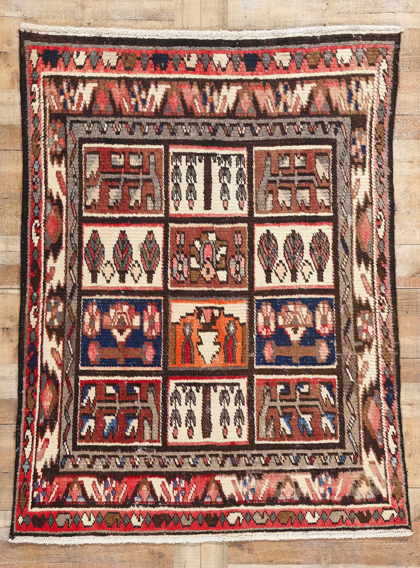 5 x 6 Vintage Persian Lori Checkerboard Rug 78890