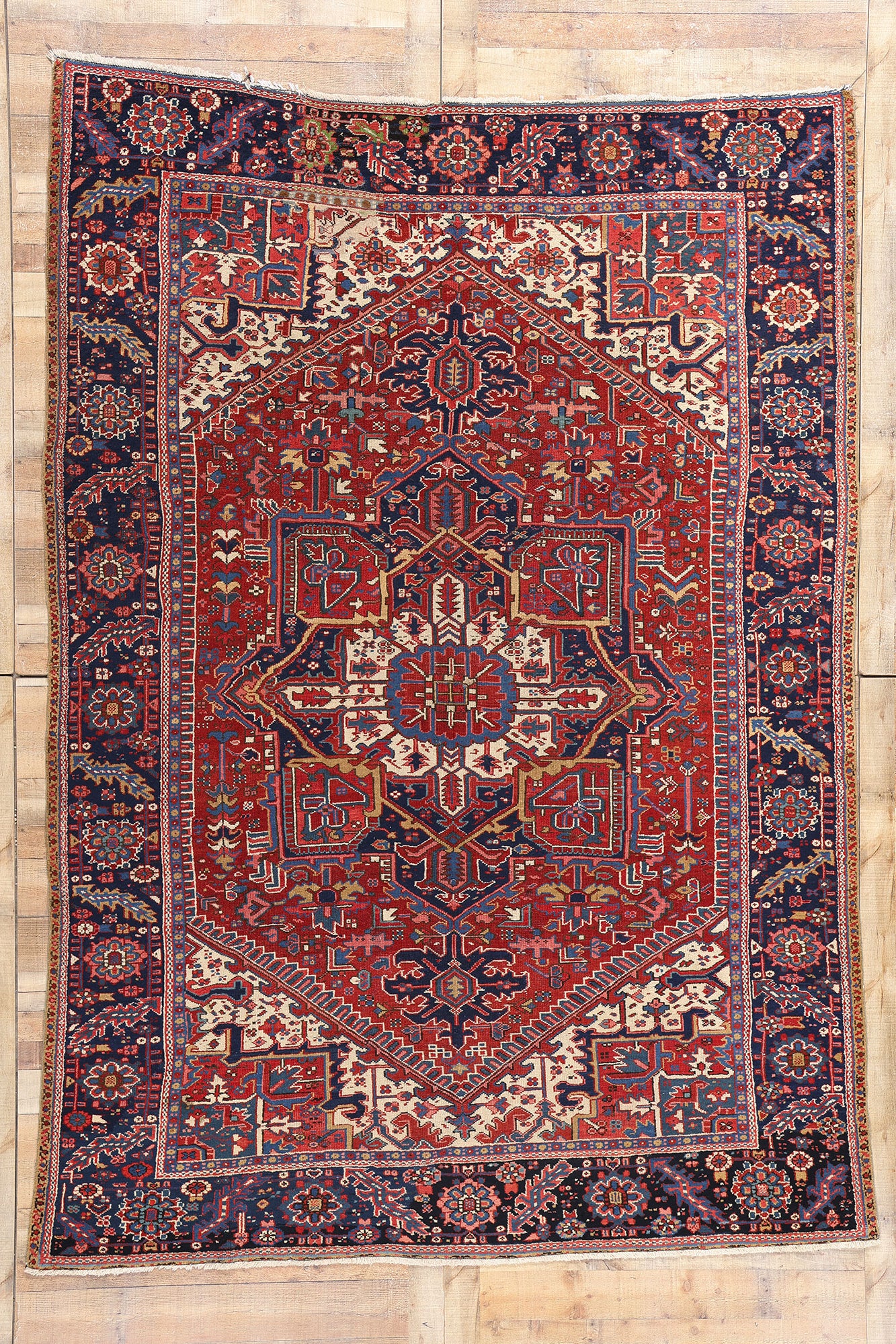 8 x 11 Vintage Persian Heriz Rug 90006