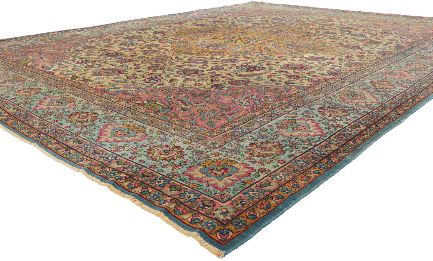9 x 12 Antique-Worn Persian Kerman Rug 78297