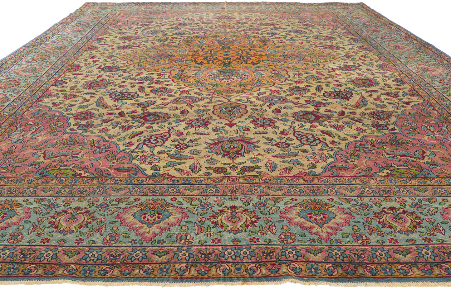 9 x 12 Antique-Worn Persian Kerman Rug 78297