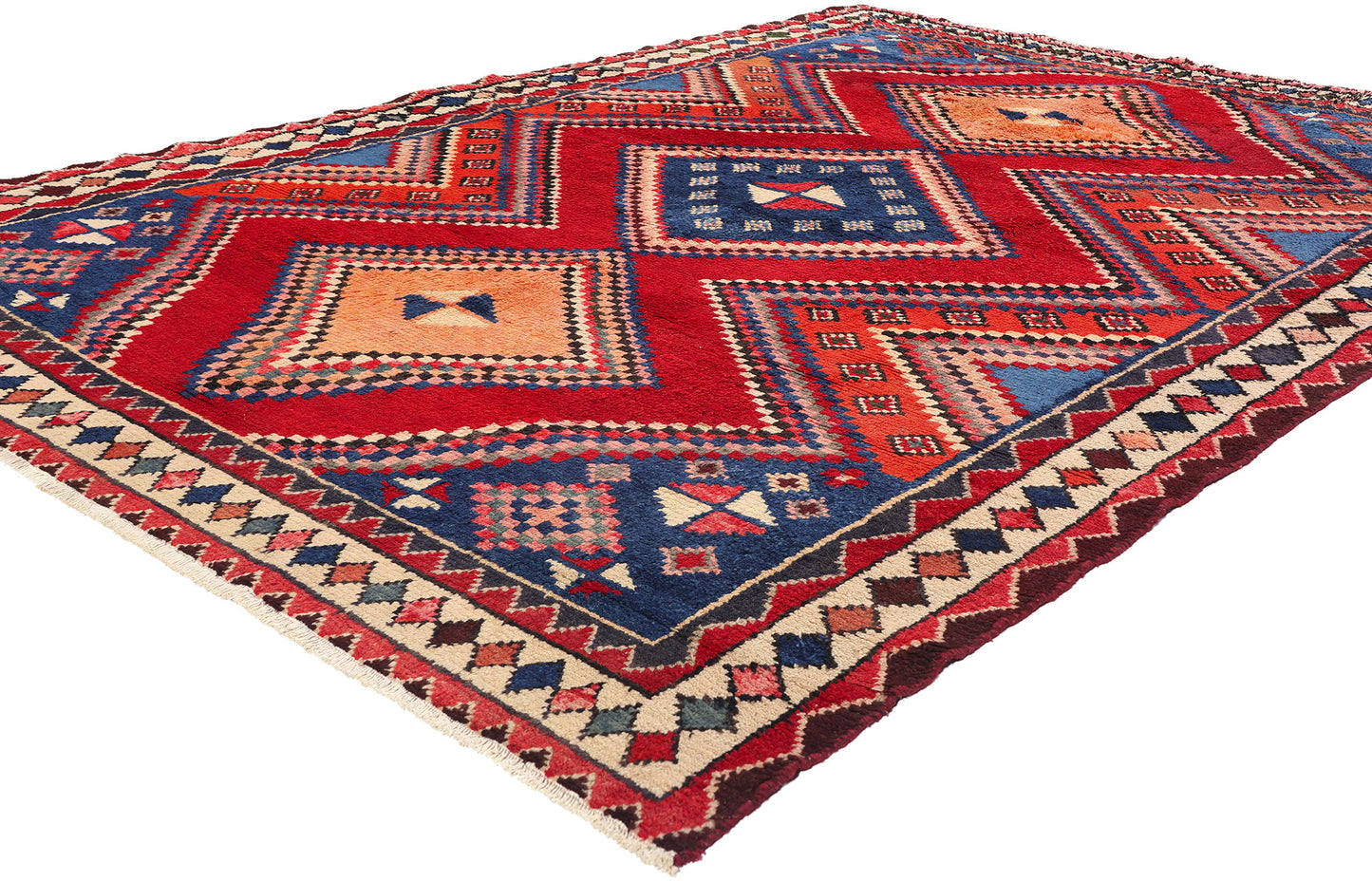 6 x 9 Vintage Persian Lori Diamond Medallion Rug 78882