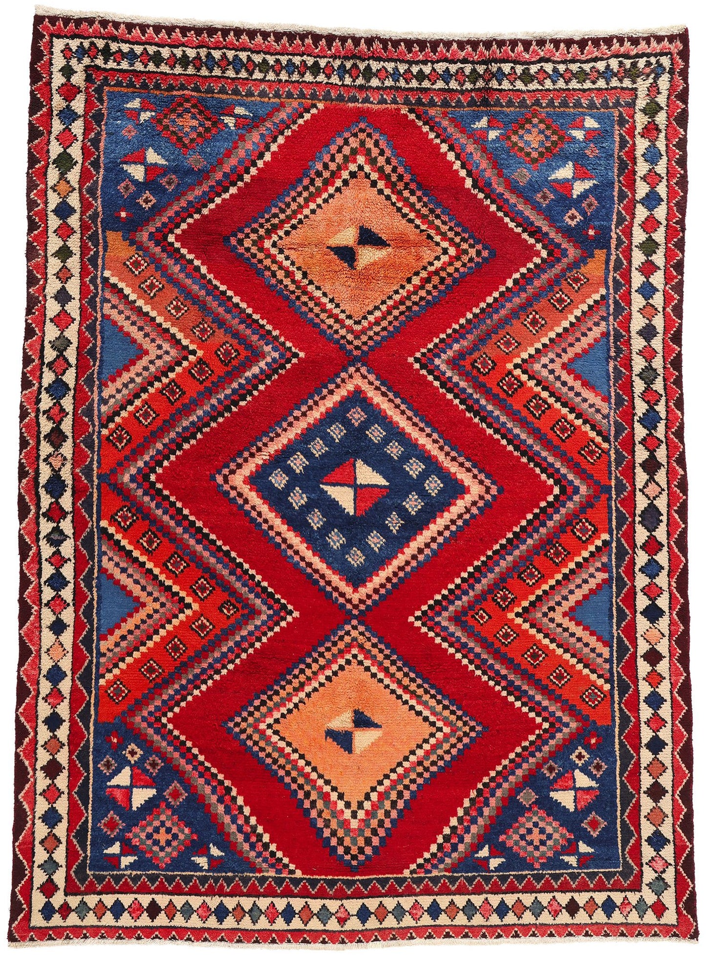 6 x 9 Vintage Persian Lori Diamond Medallion Rug 78882