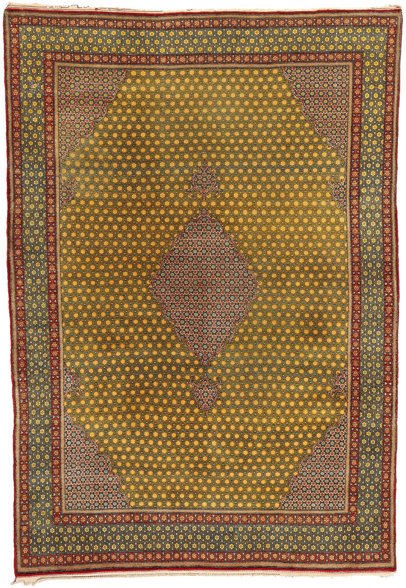 8 x 11 Vintage Yellow Persian Tabriz Rug 21683