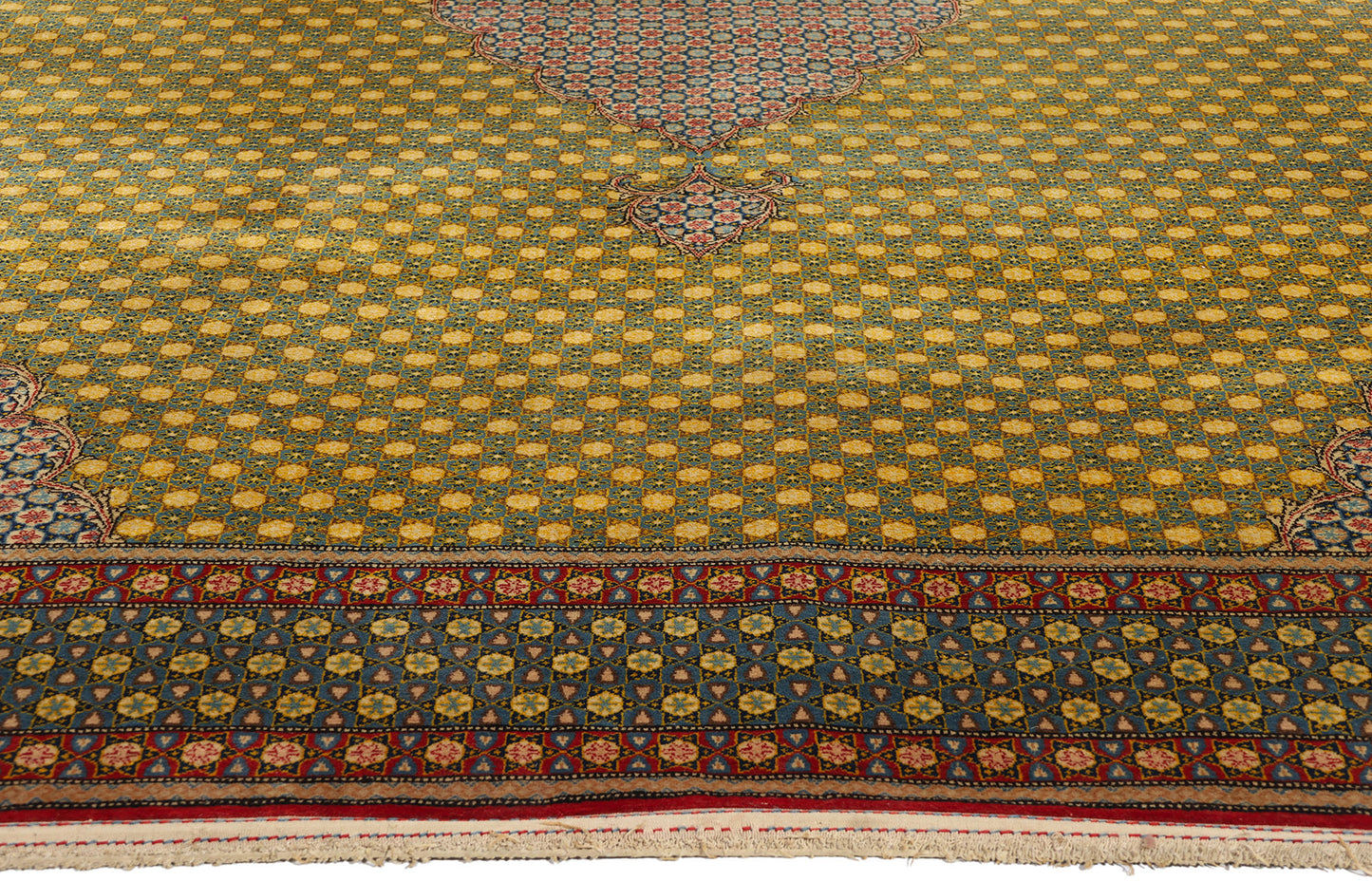 8 x 11 Vintage Yellow Persian Tabriz Rug 21683