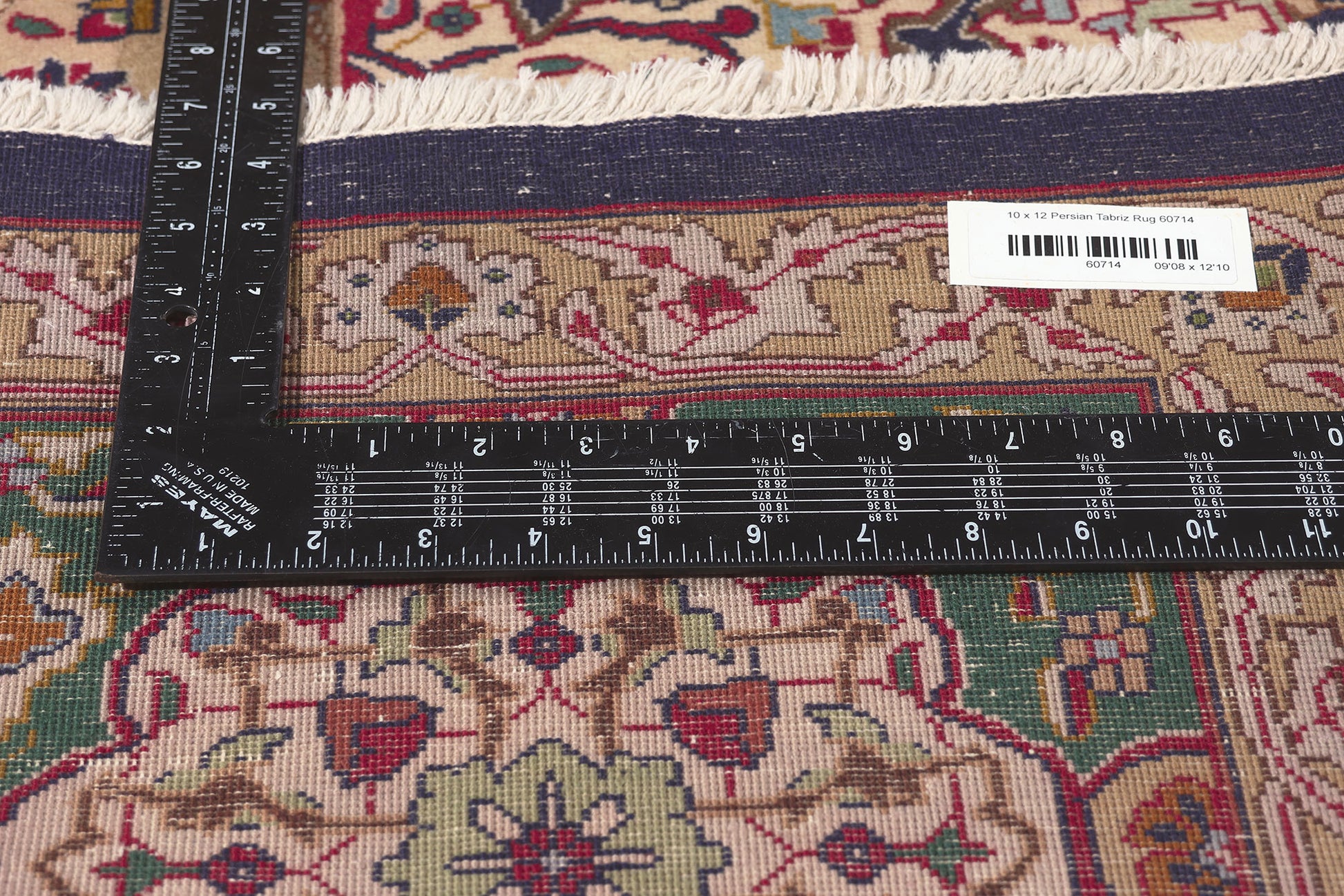 10 x 13 Vintage Persian Tabriz Rug 60714