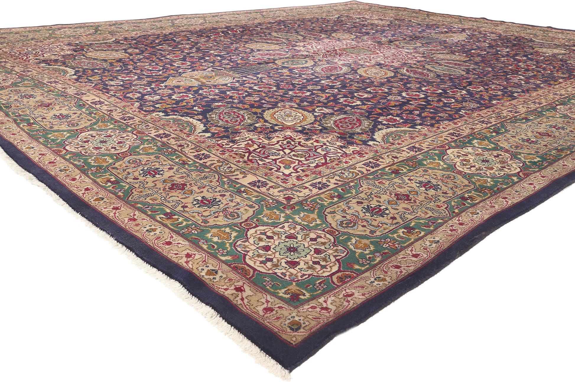 10 x 13 Vintage Persian Tabriz Rug 60714