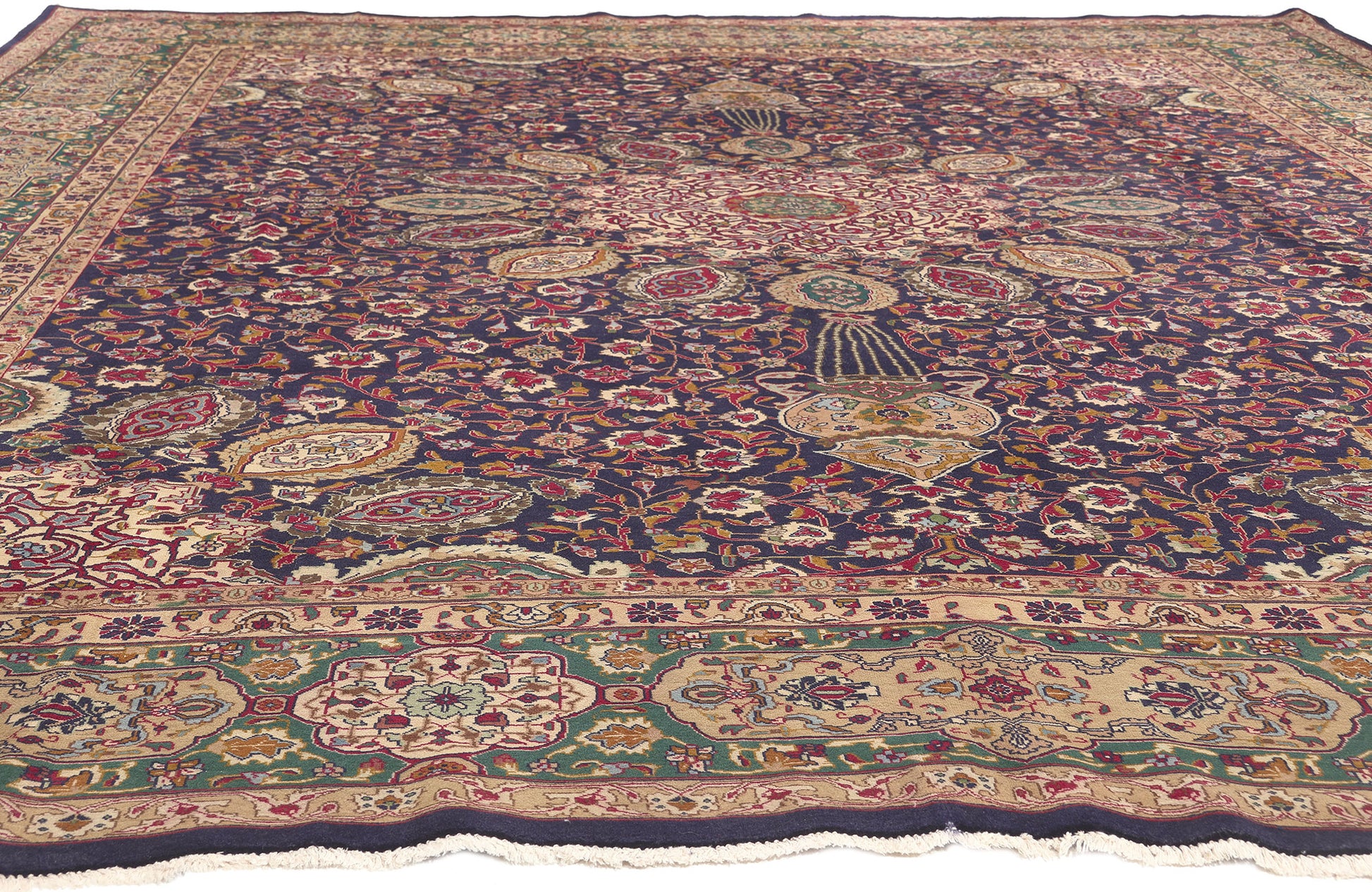 10 x 13 Vintage Persian Tabriz Rug 60714