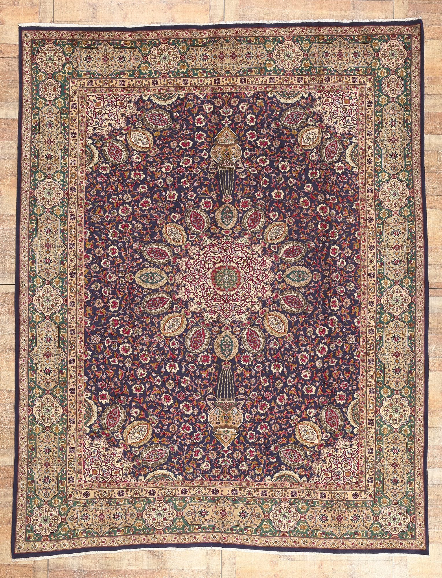 10 x 13 Vintage Persian Tabriz Rug 60714
