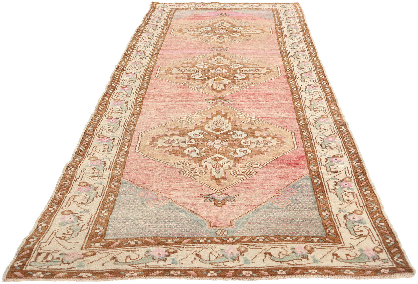 3 x 10 Vintage Pink Turkish Oushak Rug 52805