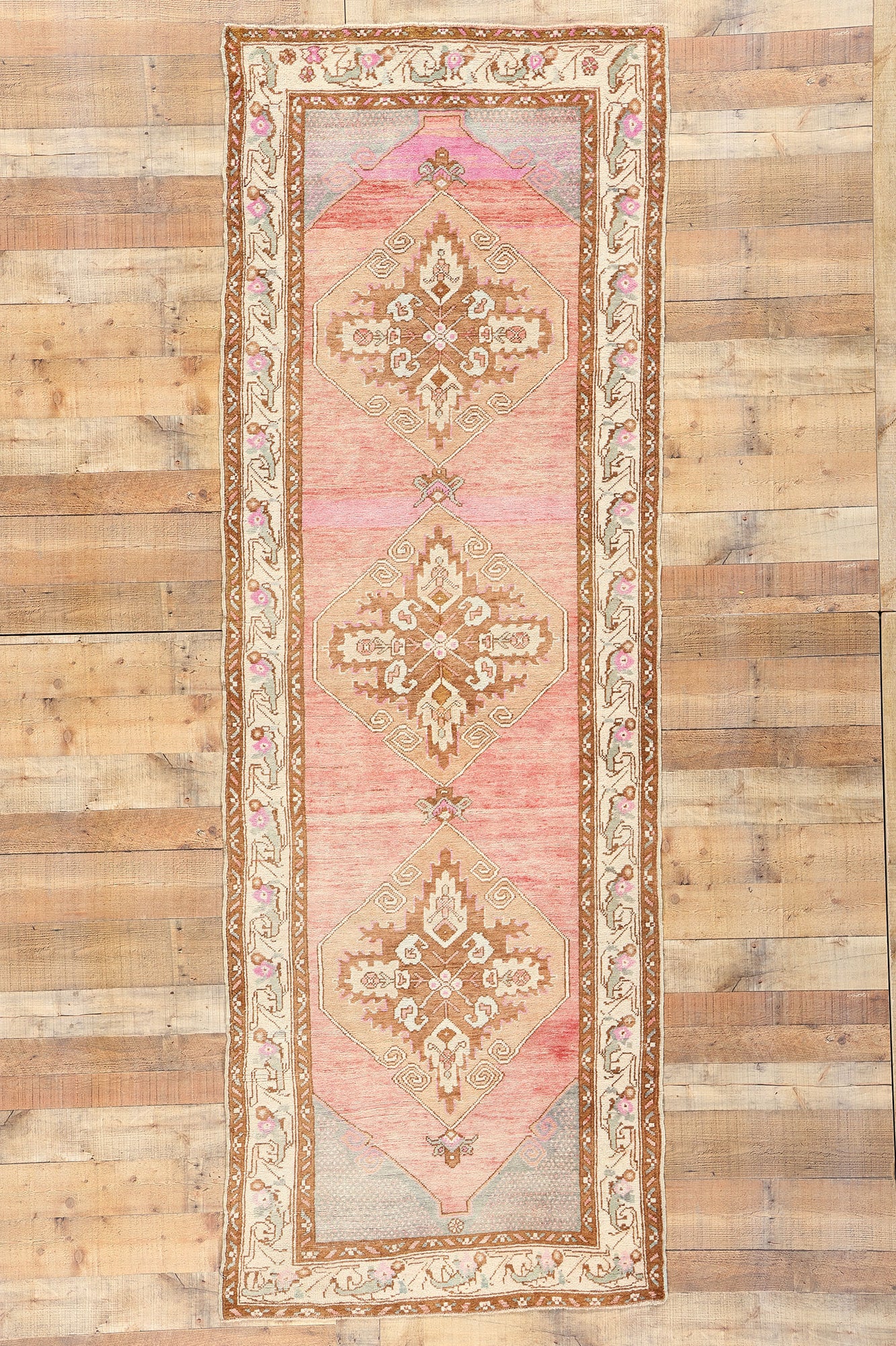 3 x 10 Vintage Pink Turkish Oushak Rug 52805