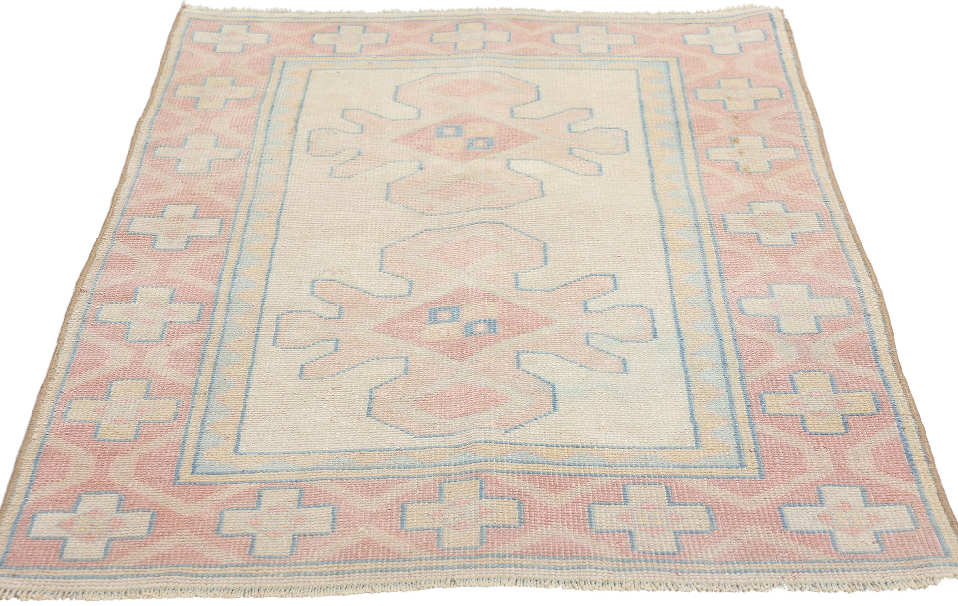 3 x 4 Vintage Pink Turkish Oushak Rug 53930