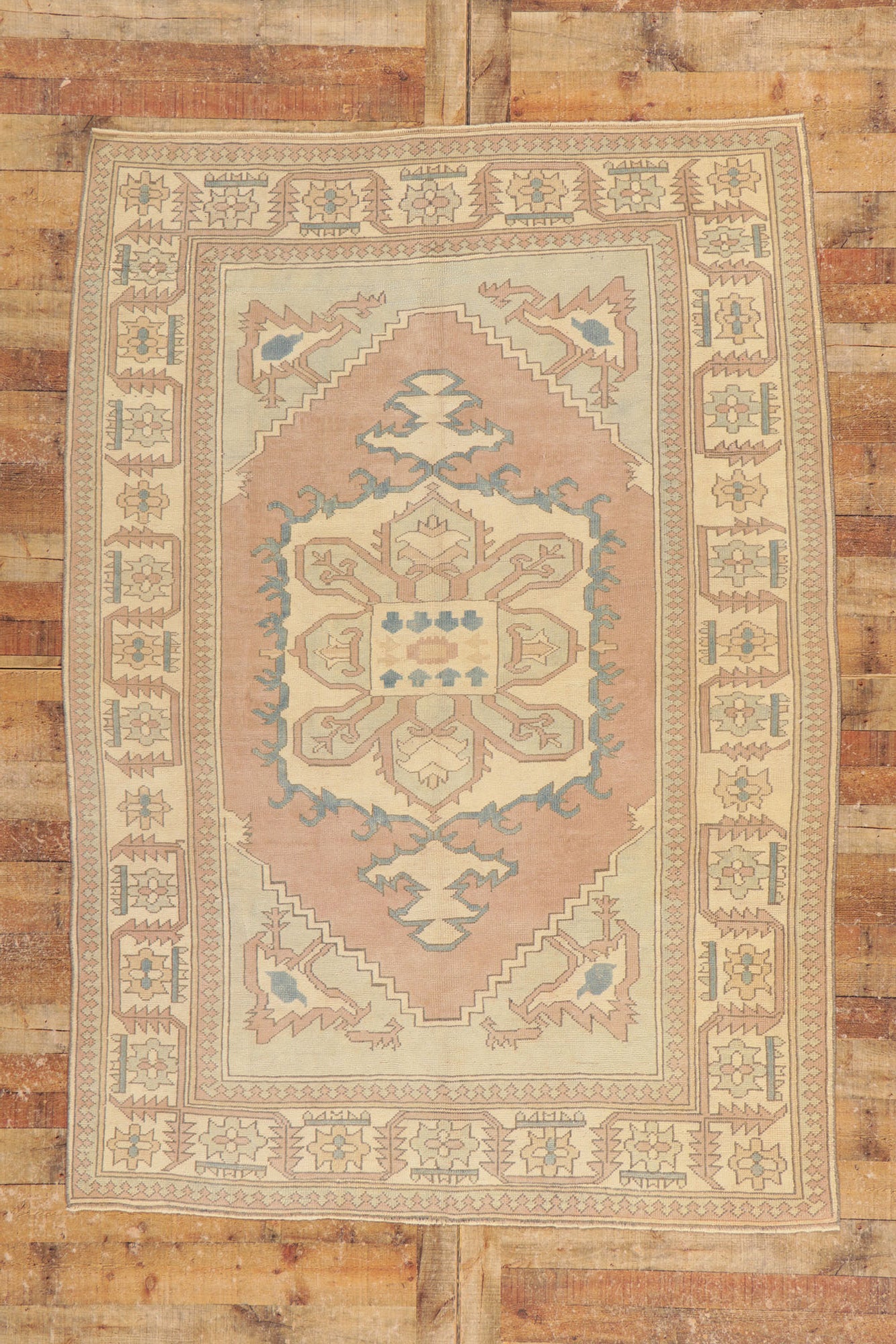 6 x 8 Vintage Pink Turkish Oushak Rug 53724