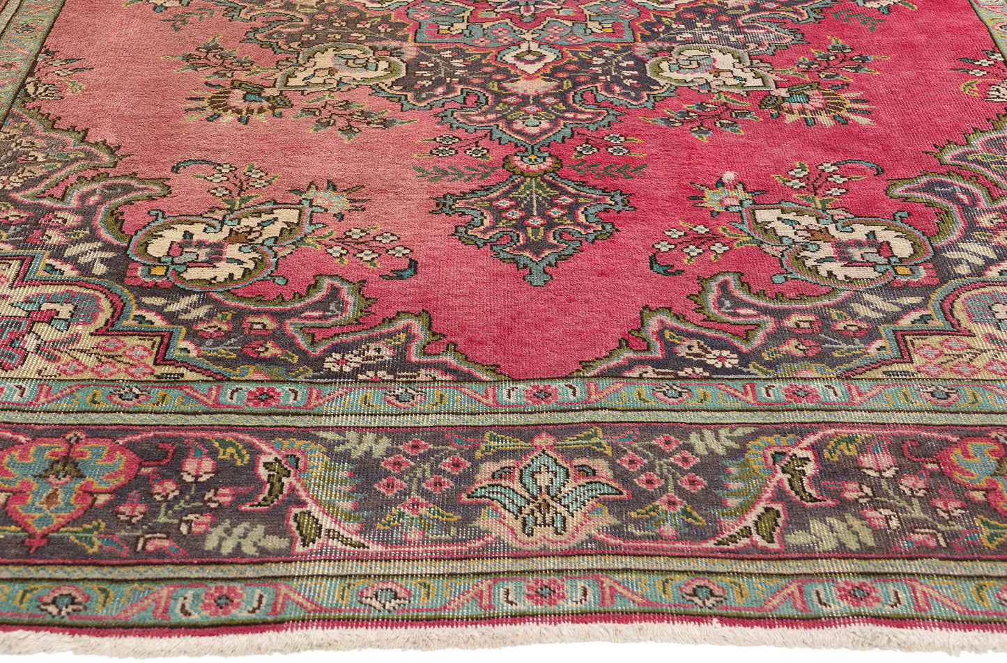 7 x 10 Vintage Pink Persian Tabriz Rug 76465