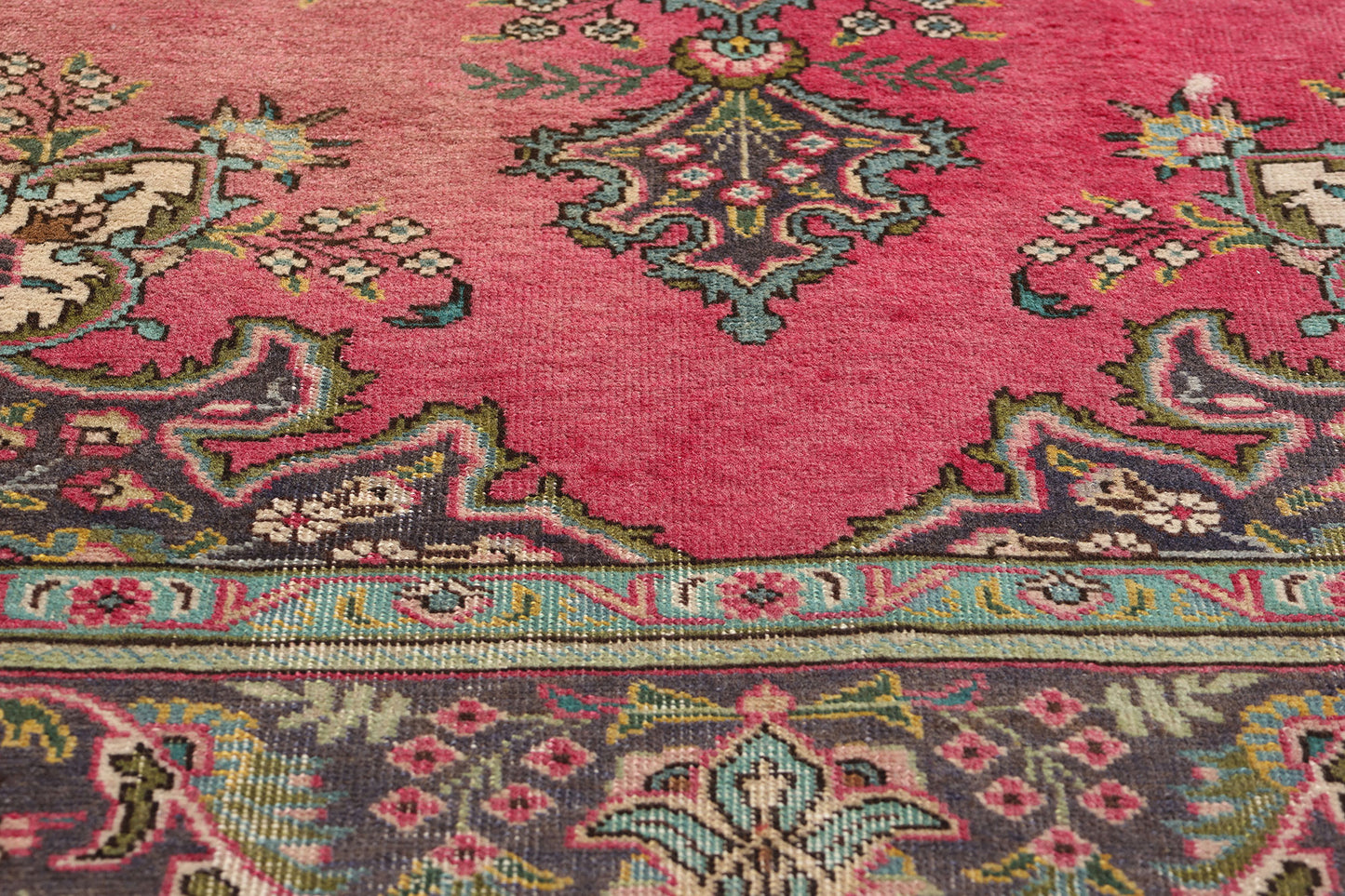 7 x 10 Vintage Pink Persian Tabriz Rug 76465