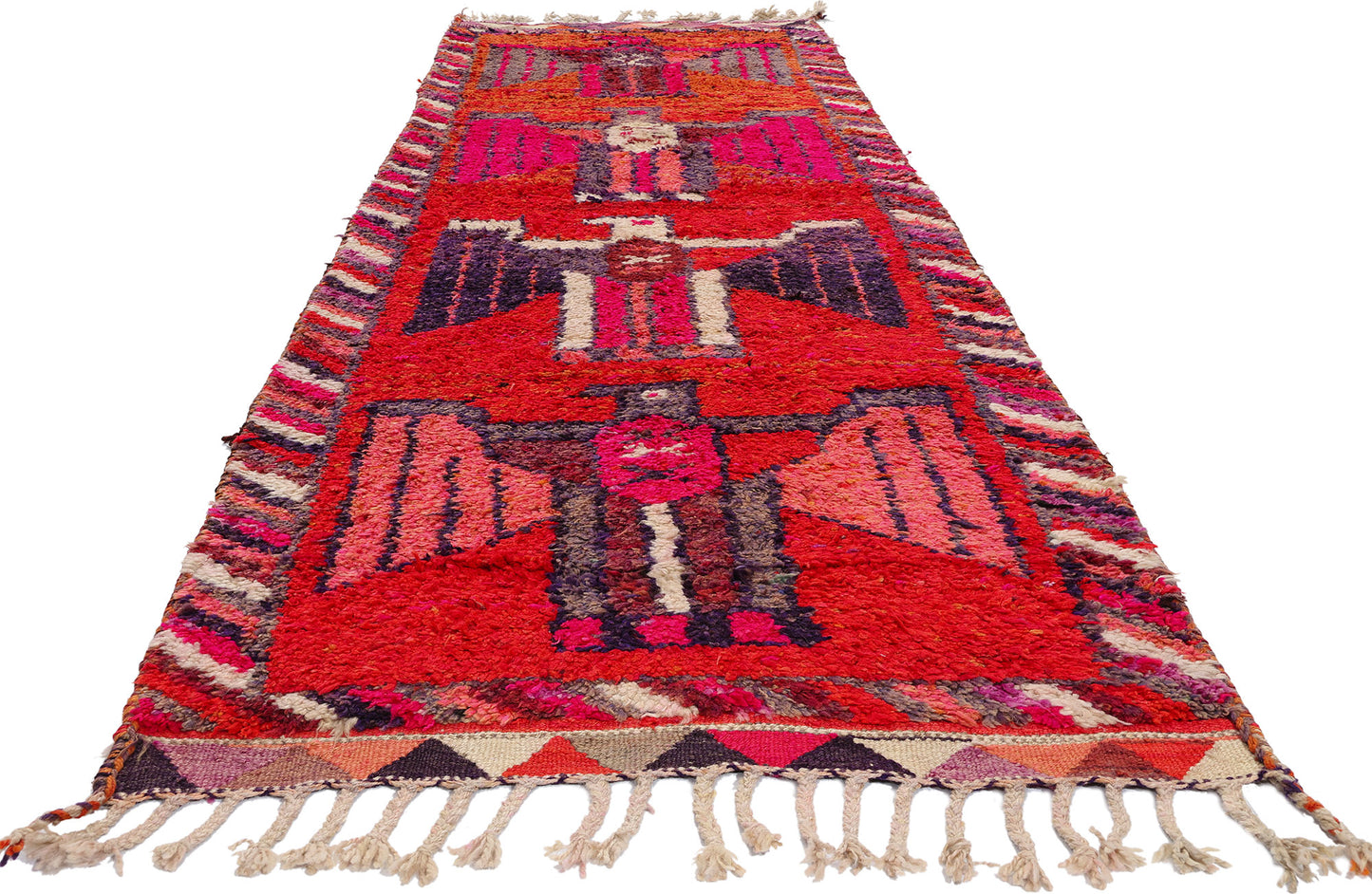 3 x 11 Vintage Red Kurdish Eagle Pictorial Rug 53888