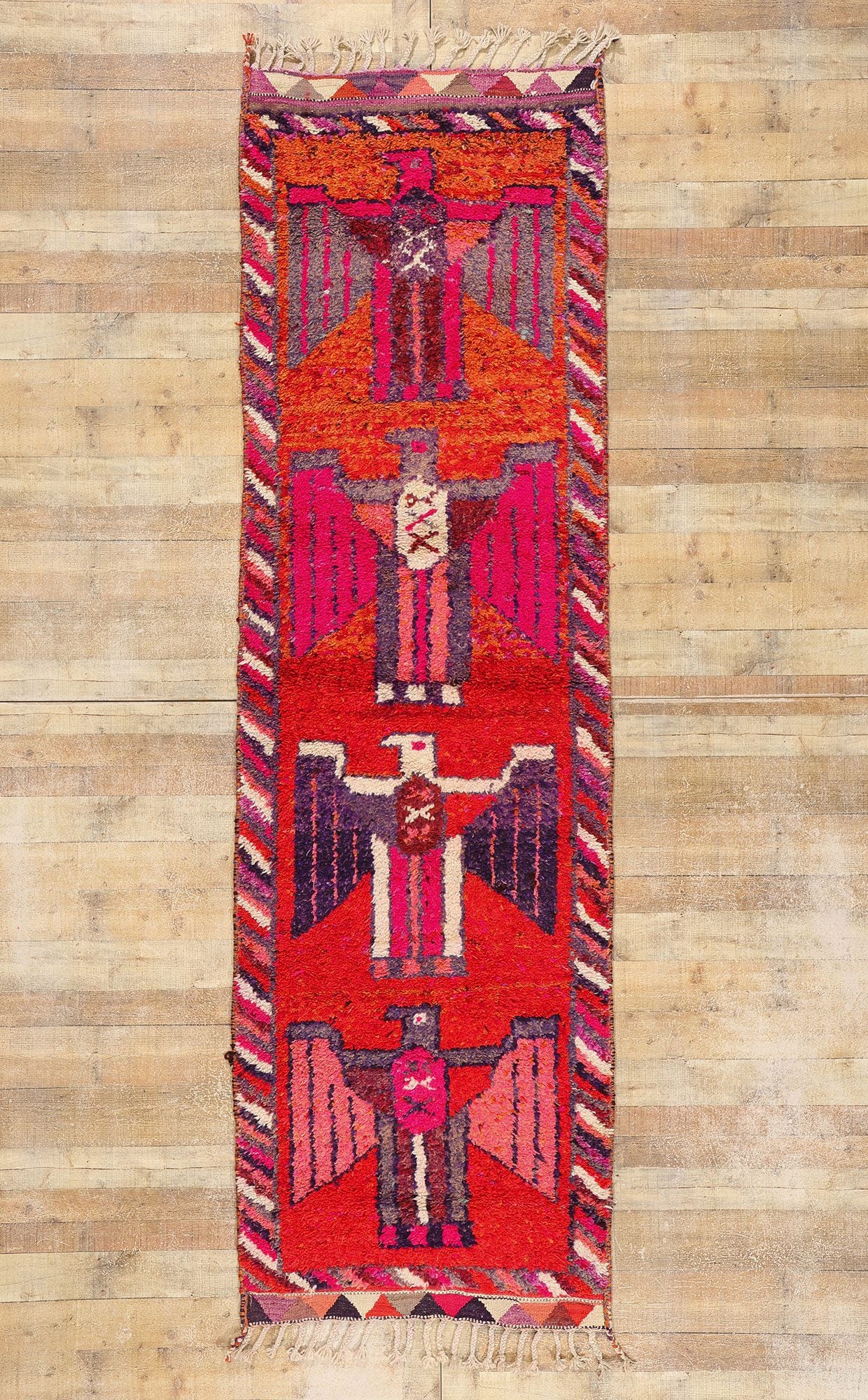3 x 11 Vintage Red Kurdish Eagle Pictorial Rug 53888