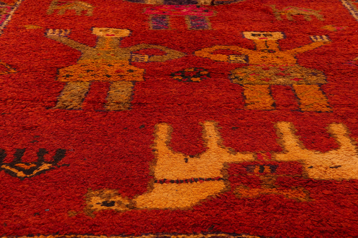 4 x 11 Vintage Red Kurdish Pictorial Rug 53887