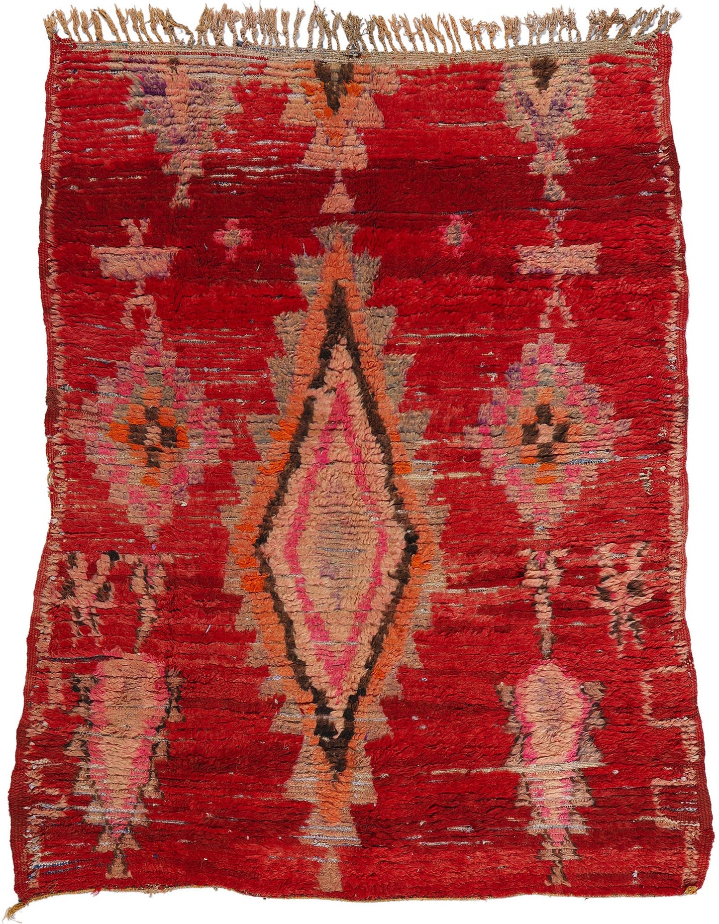5 x 7 Vintage Red Boujad Moroccan Rag Rug 21831