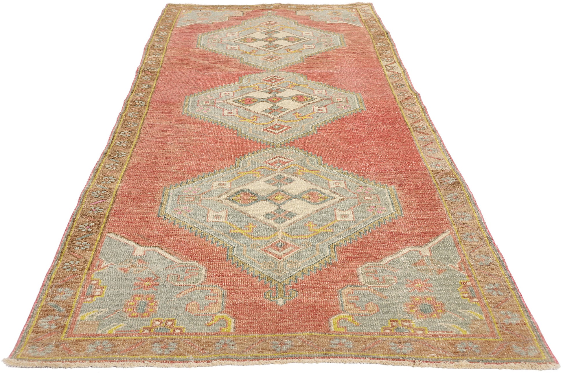 3 x 10 Vintage Red Turkish Oushak Rug 53917