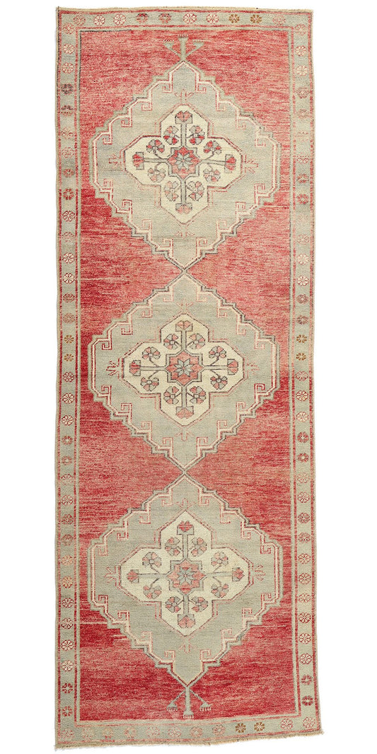 4 x 10 Vintage Red Turkish Oushak Rug 53920