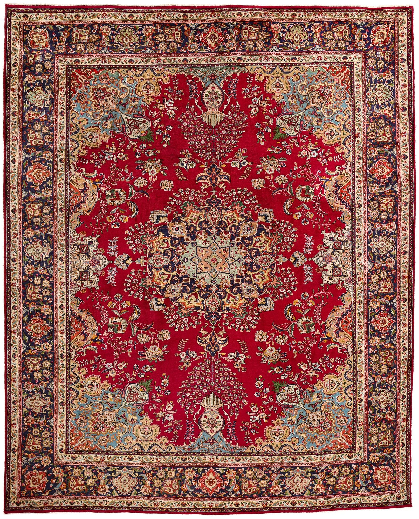 10 x 13 Vintage Red Persian Tabriz Rug 78814