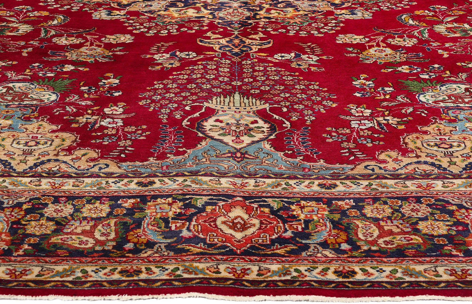 10 x 13 Vintage Red Persian Tabriz Rug 78814