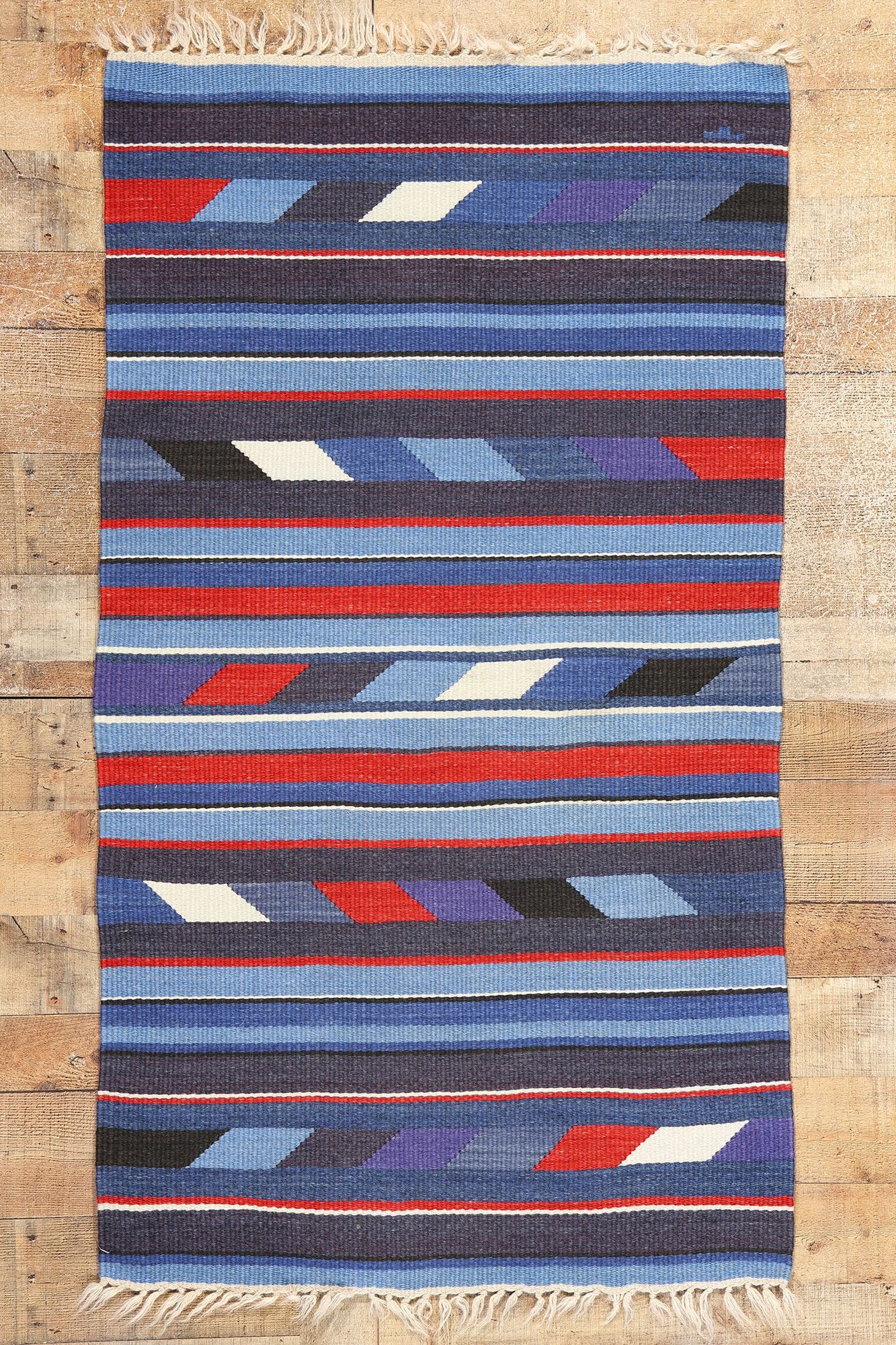 3 x 5 Vintage Rio Grande Chimayo Banded Blanket 78792