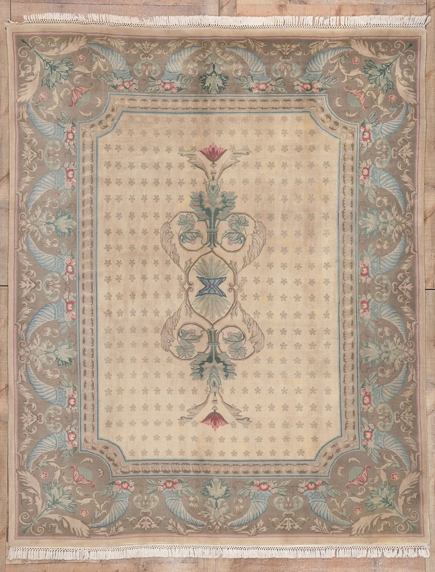 8 x 10 Vintage Indian Savonnerie Rug 74753