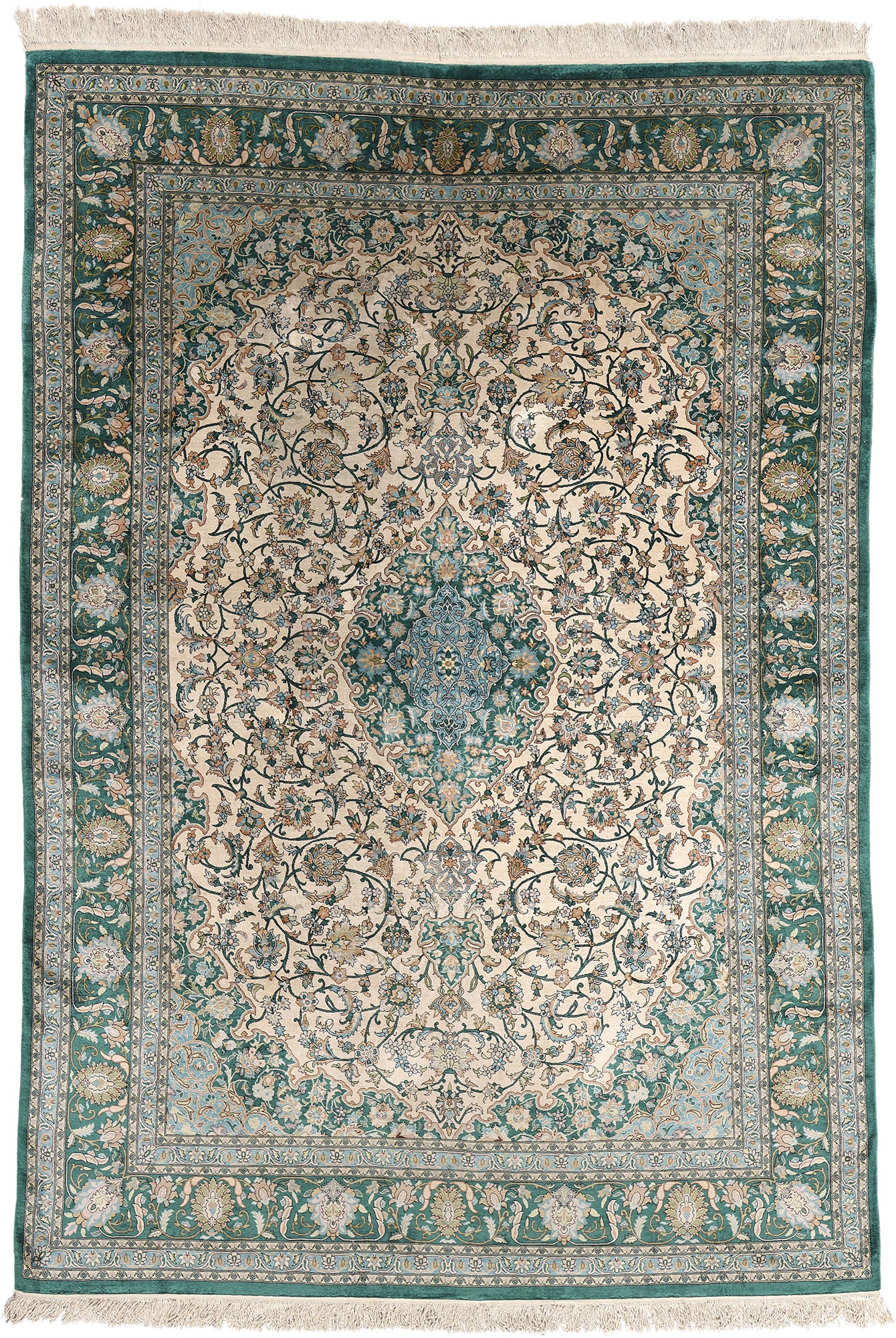 7 x 10 Vintage Turkish Silk Hereke Rug 77246