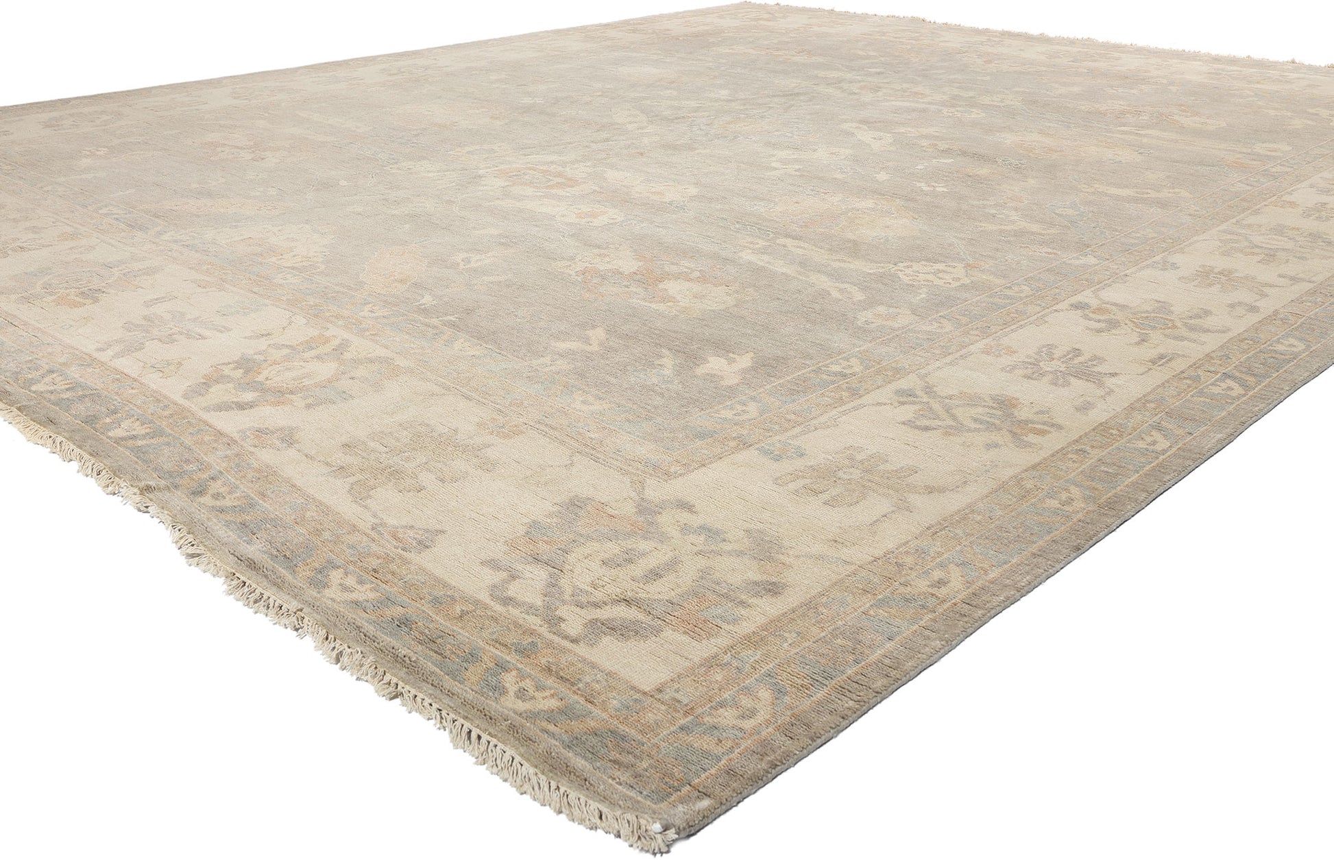 12 x 15 Vintage-Inspired Modern Gray Oushak Rug 31076