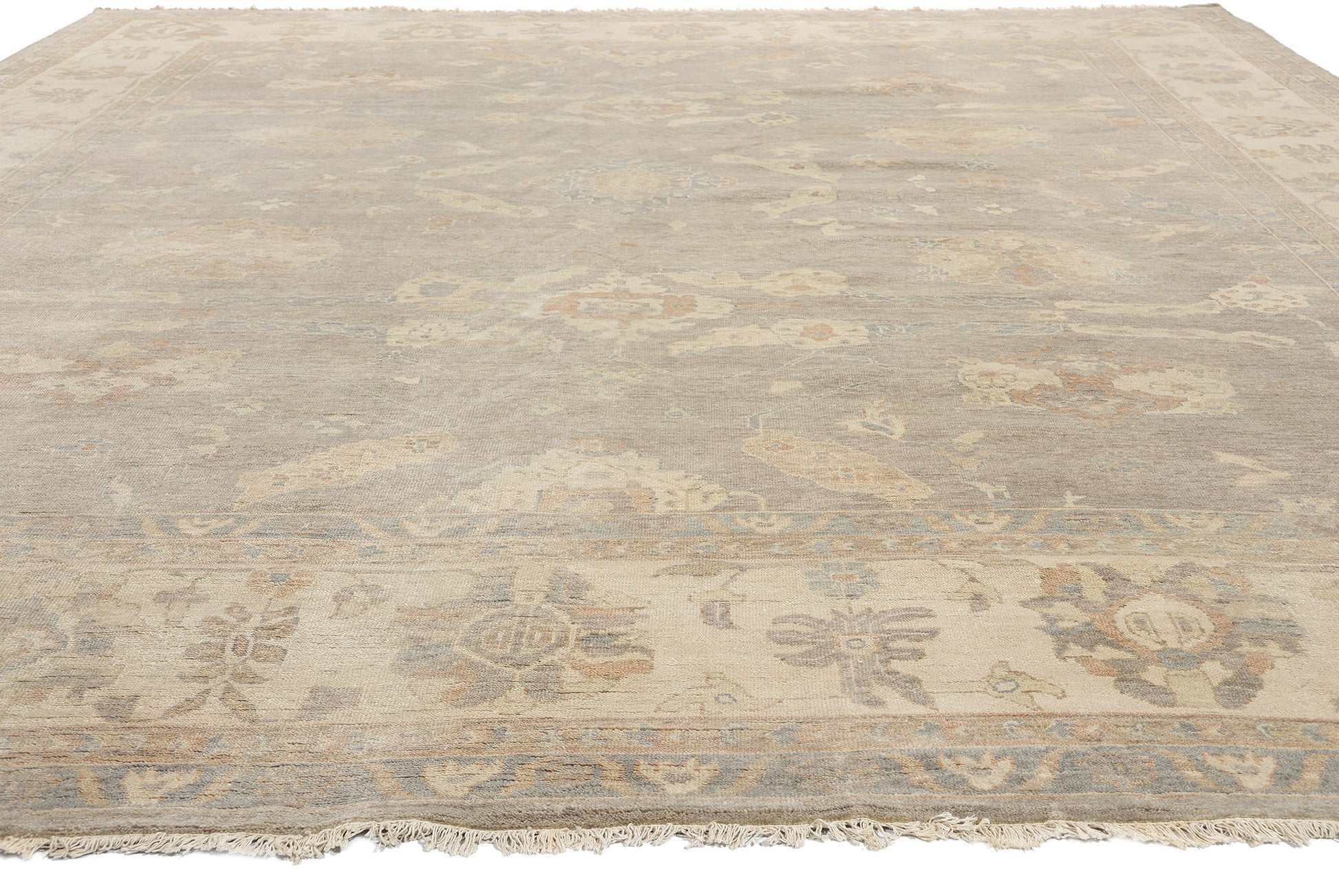 12 x 15 Vintage-Inspired Modern Gray Oushak Rug 31076