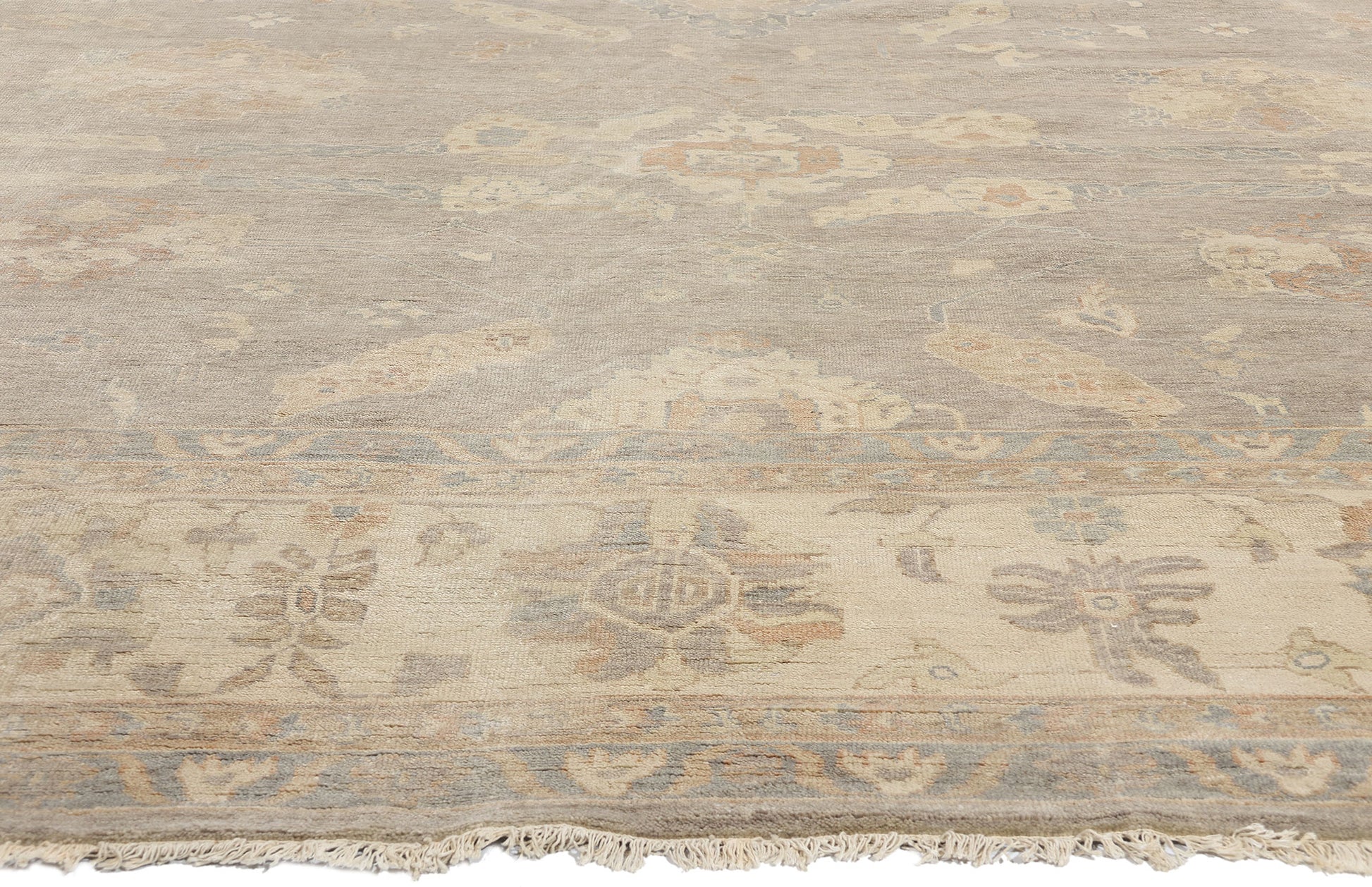 12 x 15 Vintage-Inspired Modern Gray Oushak Rug 31076