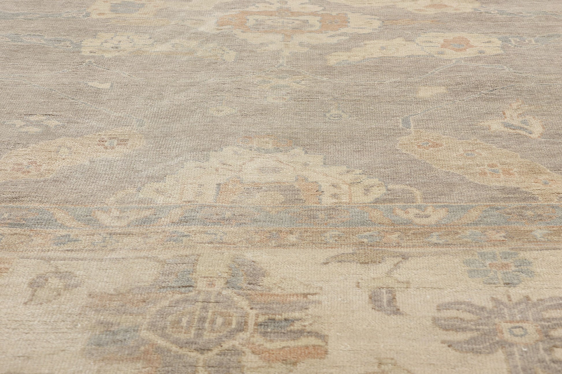 12 x 15 Vintage-Inspired Modern Gray Oushak Rug 31076