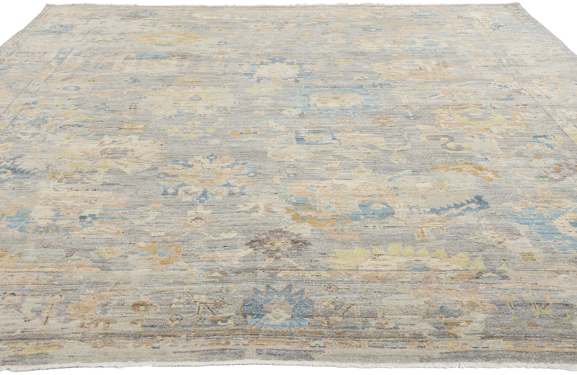 8 x 10 Vintage-Inspired Modern Gray Oushak Rug 31064