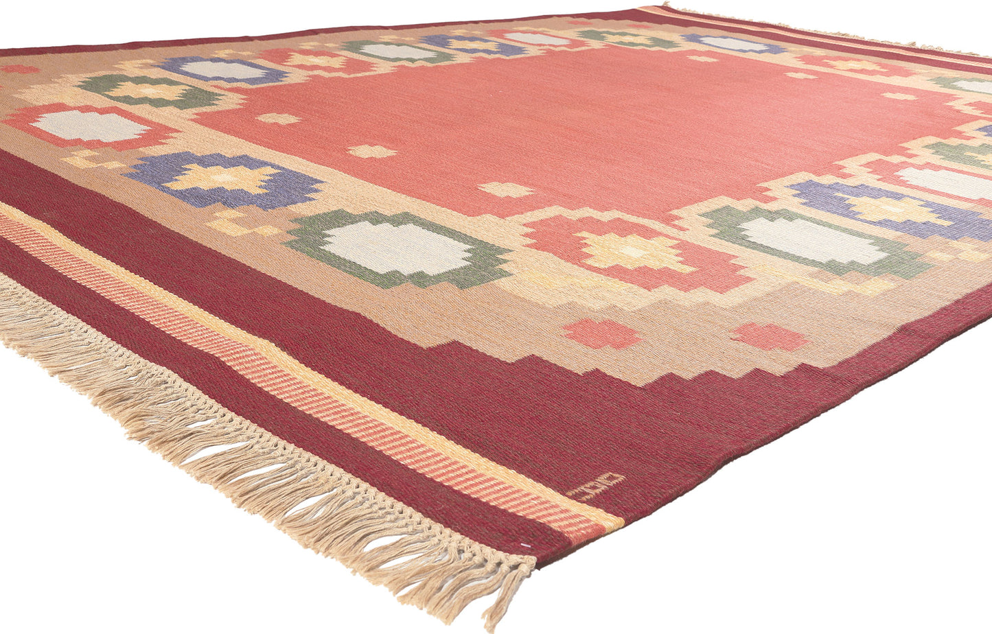 8 x 12 Anna Johanna Angstrom Vintage Swedish Rollakan Rug 77403