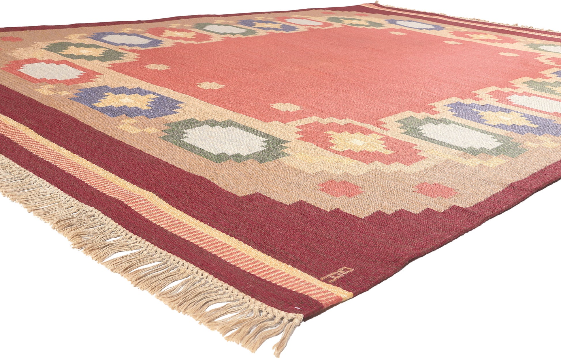 8 x 12 Anna Johanna Angstrom Vintage Swedish Rollakan Rug 77403