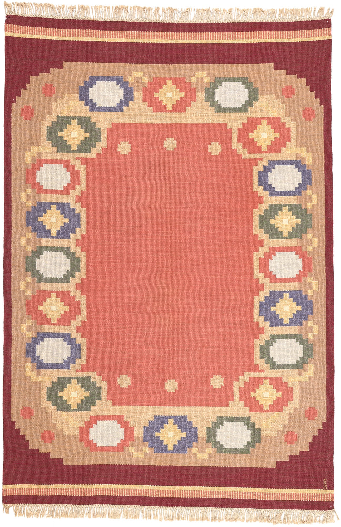 8 x 12 Anna Johanna Angstrom Vintage Swedish Rollakan Rug 77403