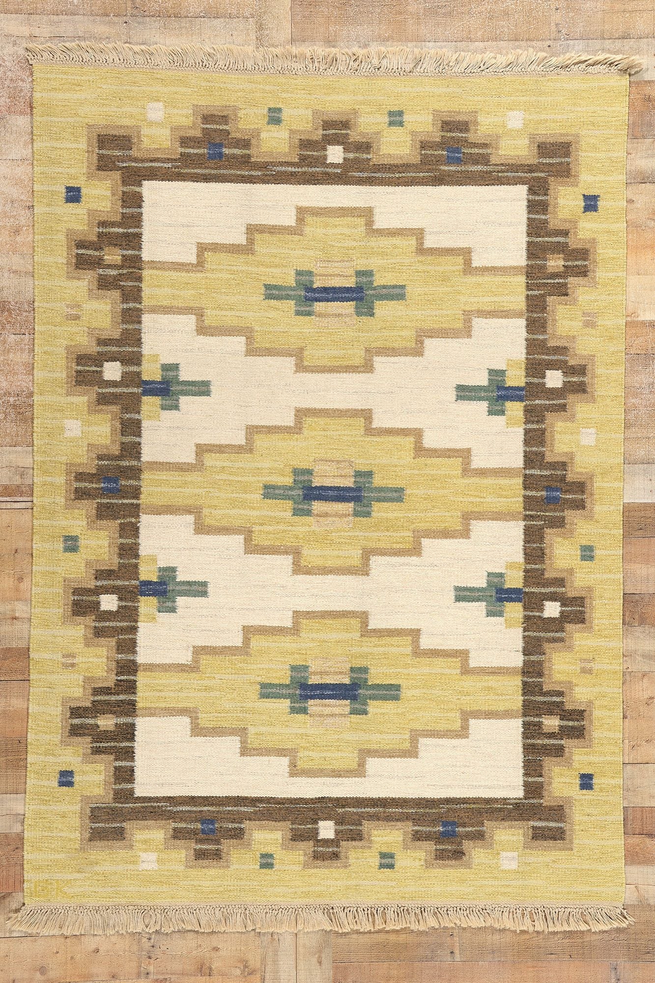 6 x 8 Vintage Swedish Rollakan Rug 78821