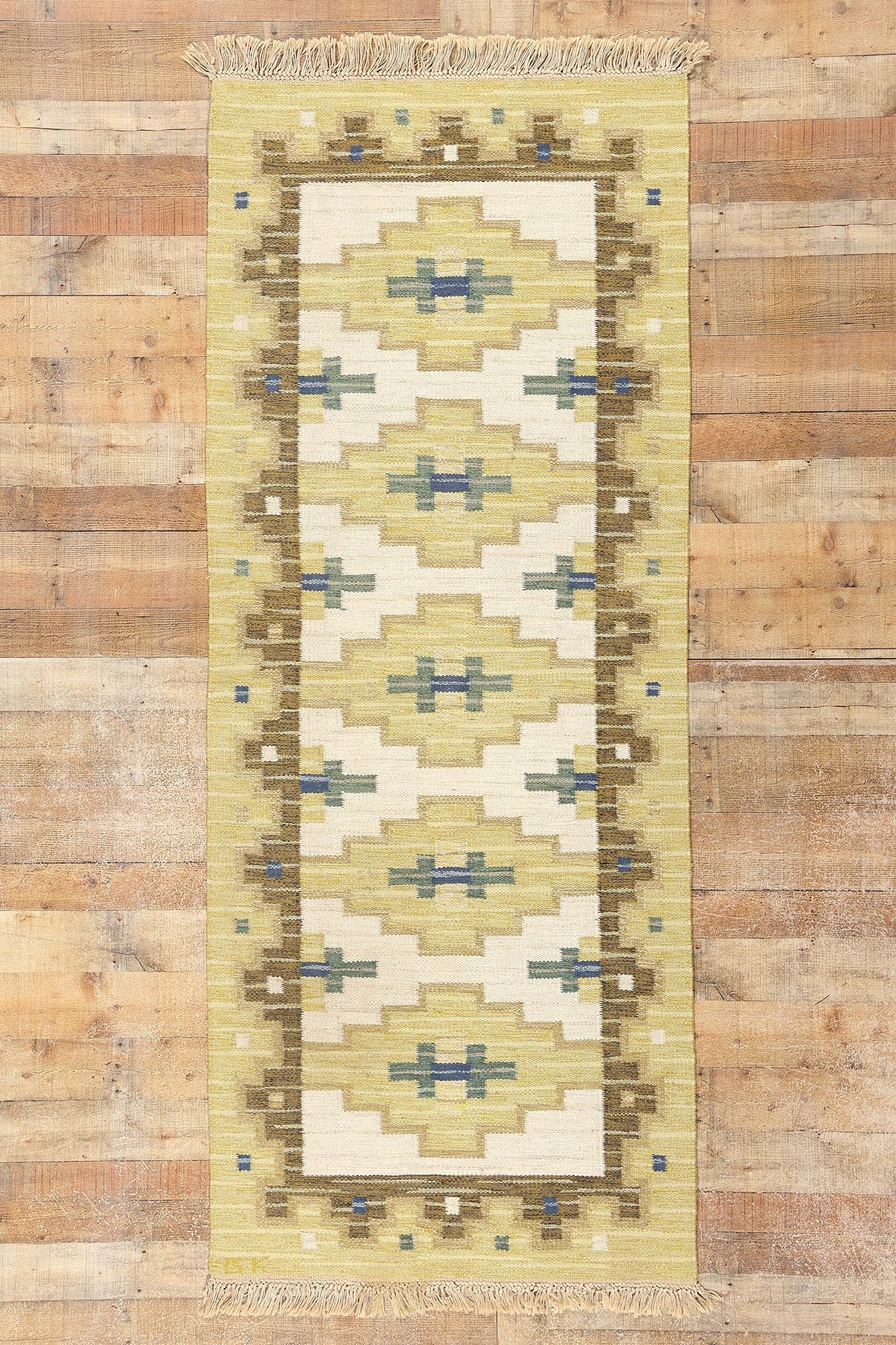 3 x 8 Vintage Swedish Rollakan Rug 78820