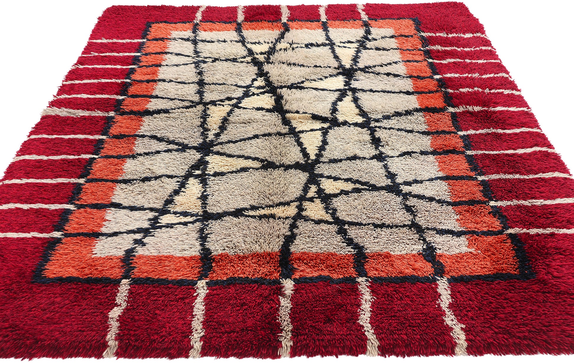 4 x 7 Ulla Kronlof Vintage Swedish Rya Rug 78278