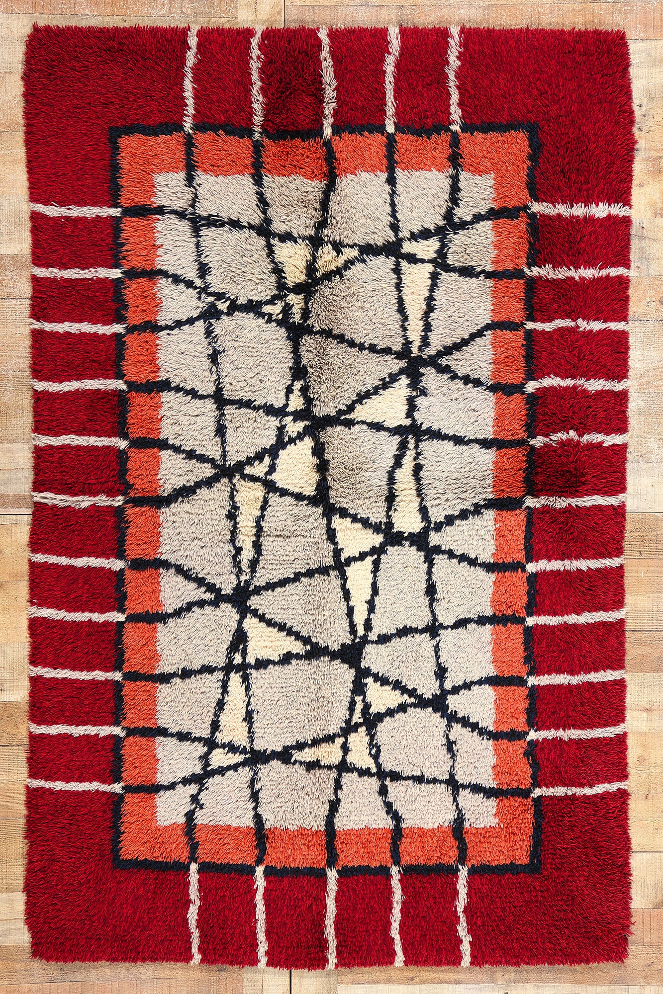 4 x 7 Ulla Kronlof Vintage Swedish Rya Rug 78278