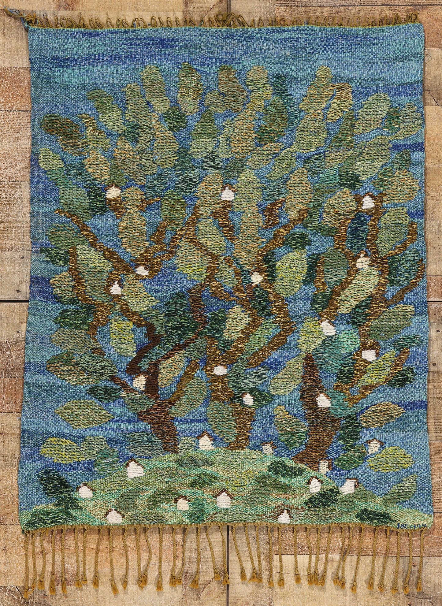 3 x 4 Vintage Swedish Scandinavian Tapestry 78732
