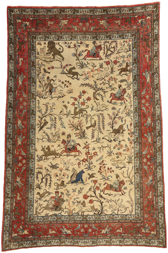 7 x 10 Vintage Persian Tabriz Hunting Rug 78766